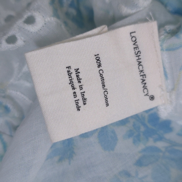 LoveShackFancy Mauro Blouse Button Down Floral Print Magic Turquoise S - Picture 12 of 13